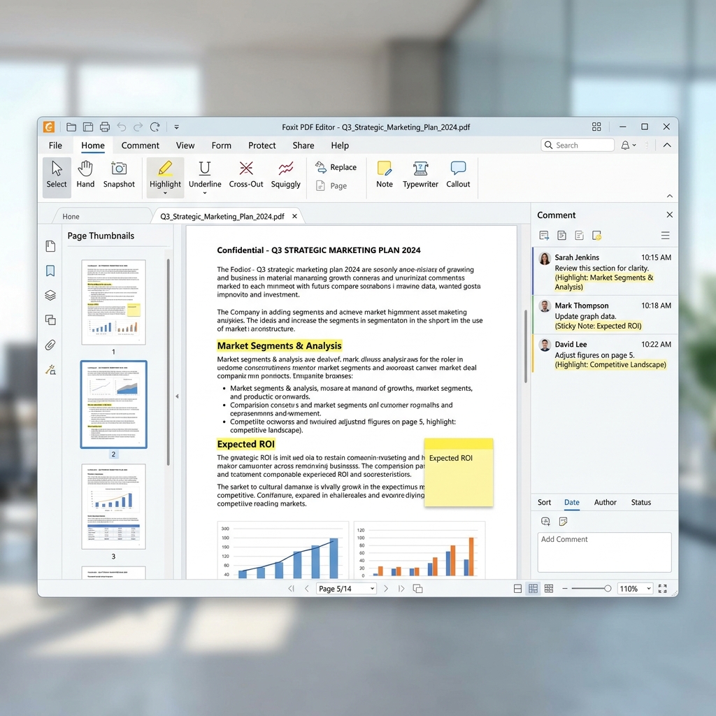 Foxit PDF Editor UI Screenshot Workspace Mockup